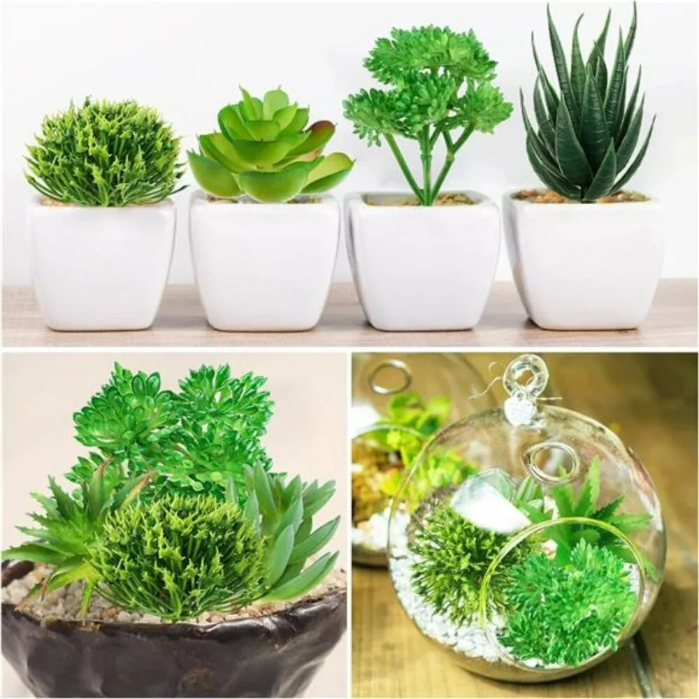 6pcs mini artificial succulent plants bulk fake greenery for diy craft home deco